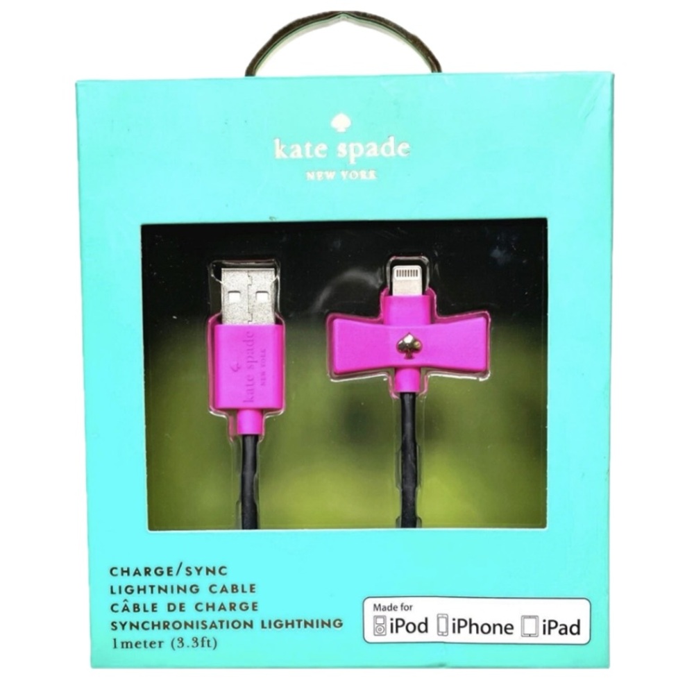 Kate Spade Magenta Bow Accent 1 Meter Length Lightening Cable - New in Box!
